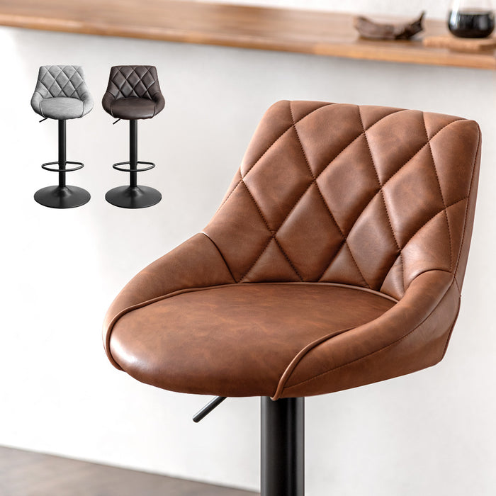 ヴィンテージ調 カウンターチェア 背もたれ付き 昇降 回転 バーチェア