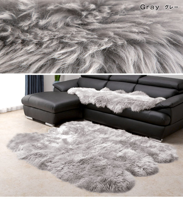 ムートンラグ 約140×180 日本製 厚手 抗菌 防ダニ 6匹物 洗濯できる