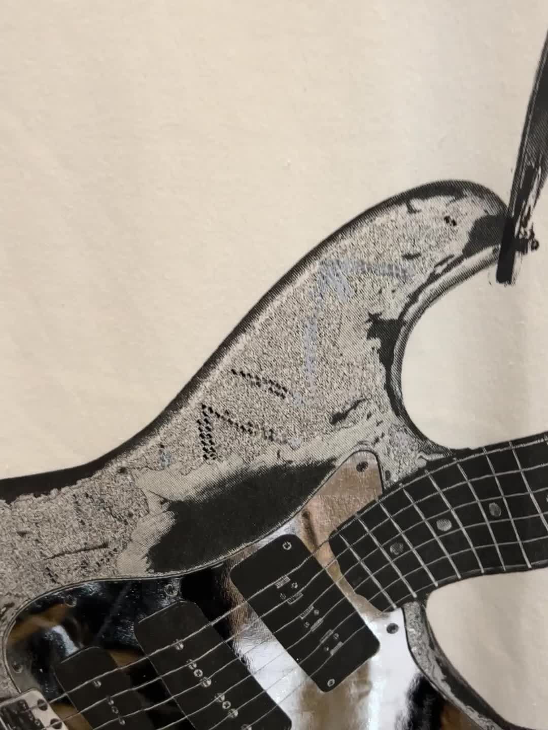 THE ONENESS - T-Shirts / ギタープリント Tシャツ / ホワイト×箔