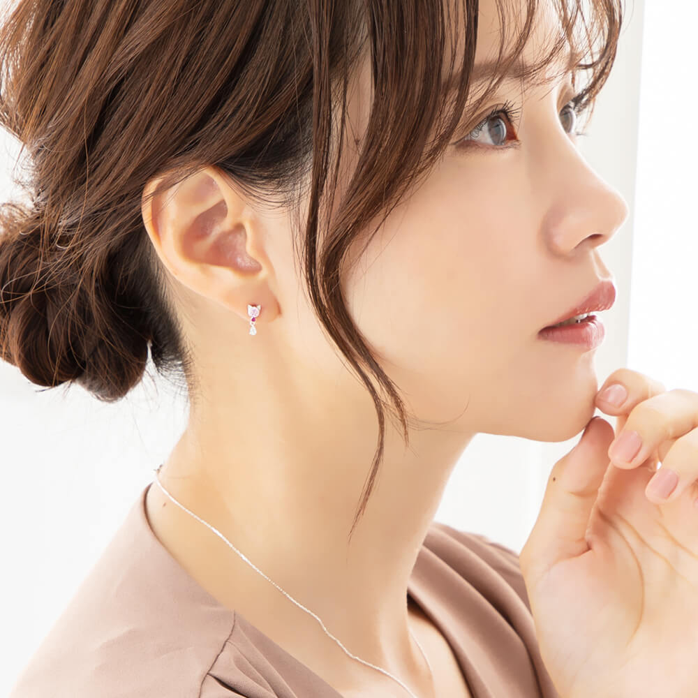 ◇選べる誕生石◇Jewel Cat ジュエルキャットピアス【MIE3130】 Mirai