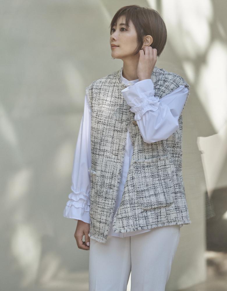 25モデル✨セオリーリュクス サテン バンドカラー ブラウス 比翼