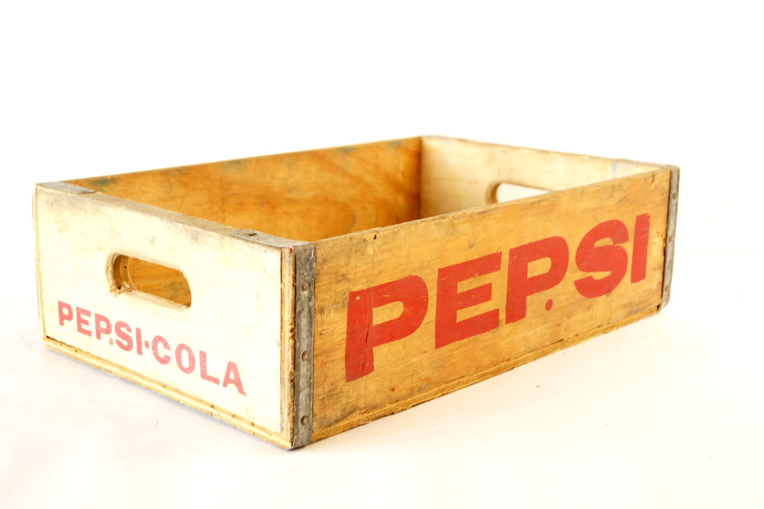 Vintage Pepsi-Cola Wooden Beverage Crate #1-81, Pepsi Crate in Red