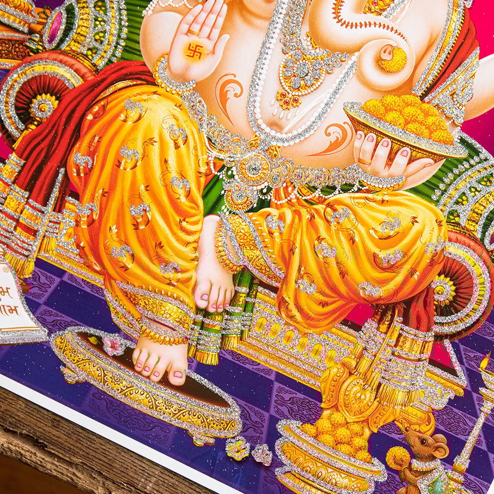 約40.5cm×約30.5cm〕輝くラメ入り・インドのヒンドゥー神様ポスター