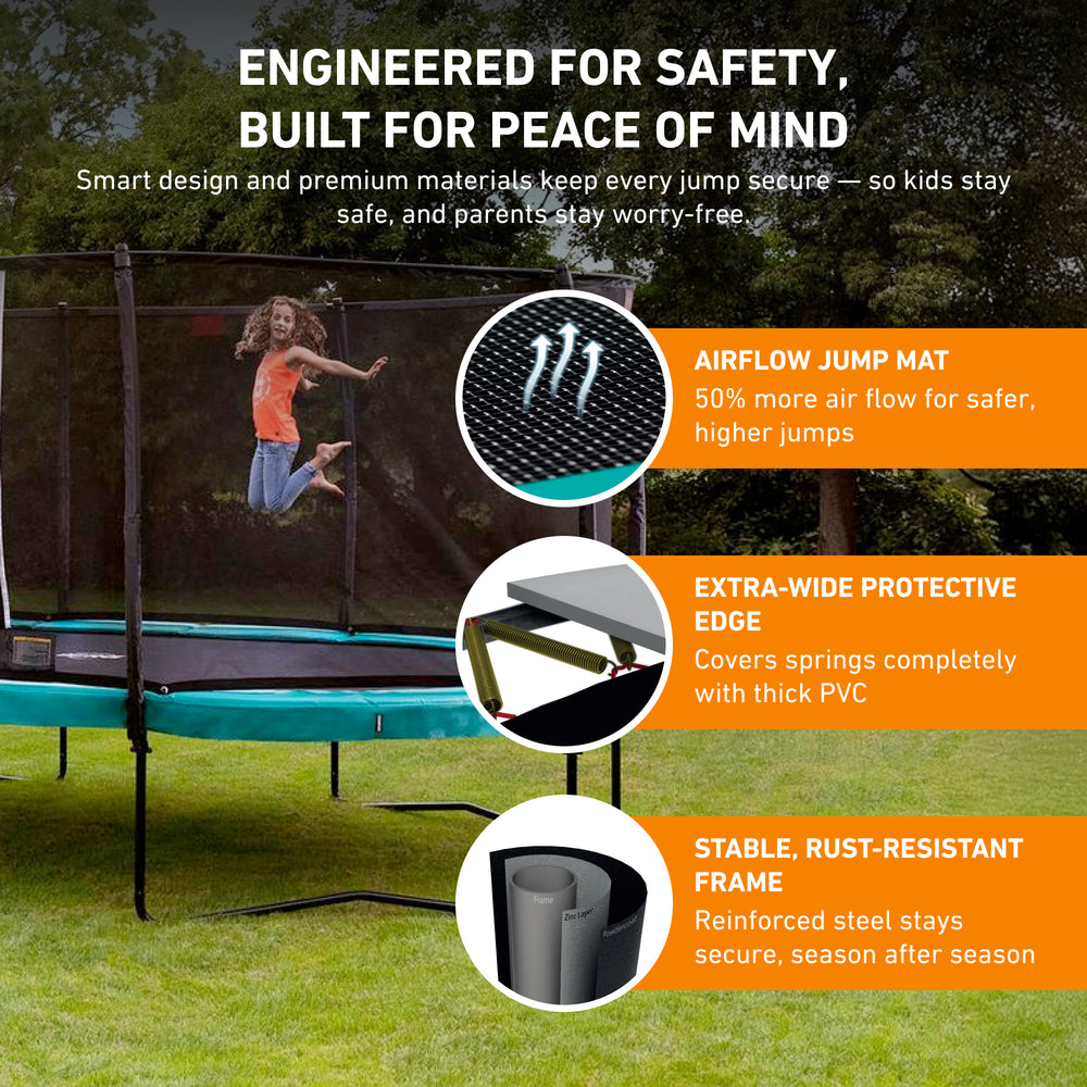 BERG Grand Champion 17' Oval Above Ground Trampoline + Safety Net Delu