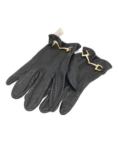 中古・古着通販】GUCCI (グッチ) ホースビットレザーグローブ ブラック