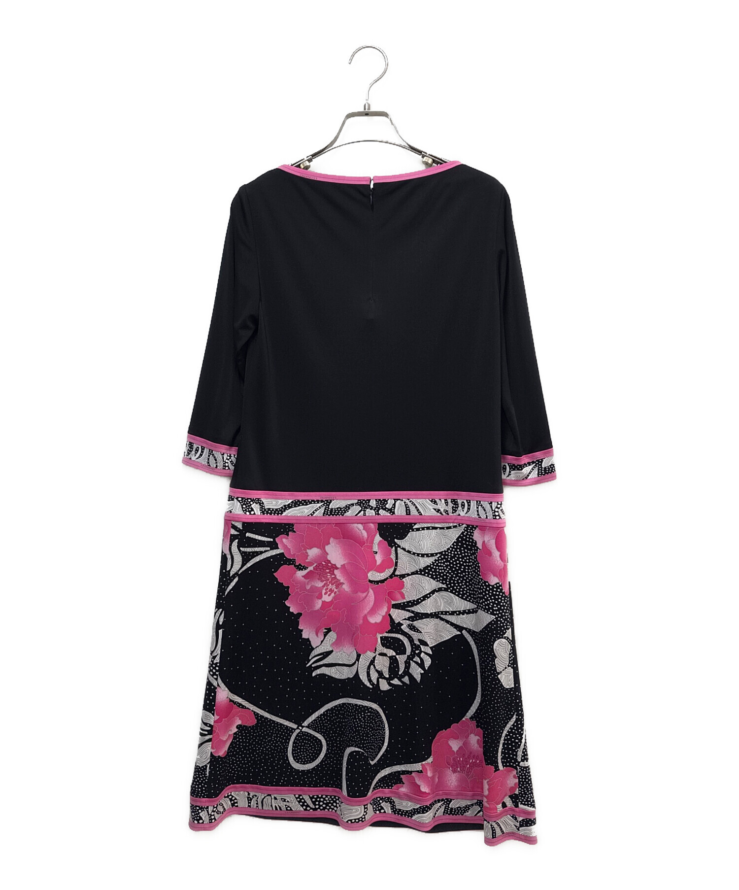 中古・古着通販】LEONARD (レオナール) 花柄ワンピース ブラック