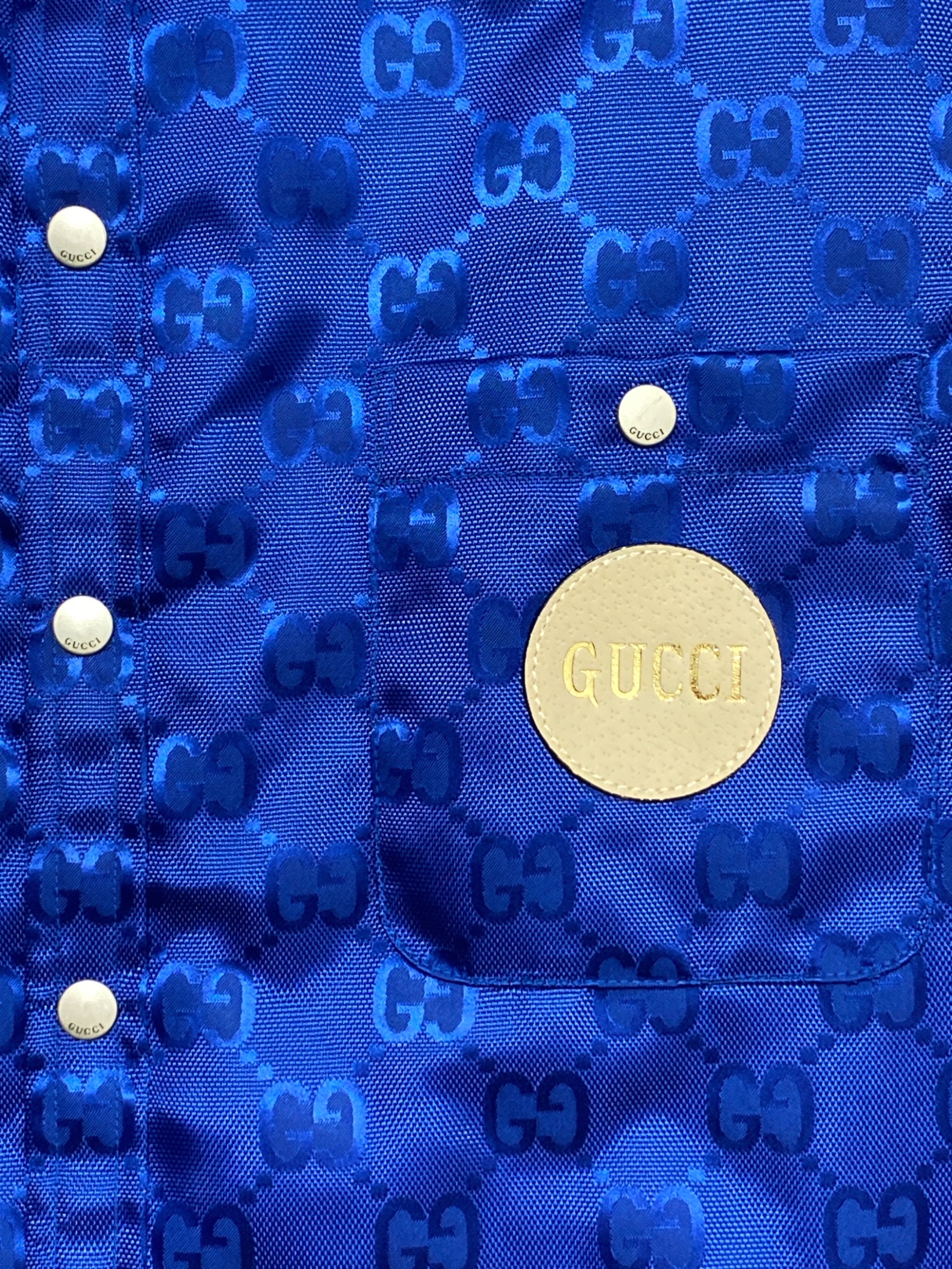 中古・古着通販】GUCCI (グッチ) GG総柄 レザーパッチロゴ ナイロン