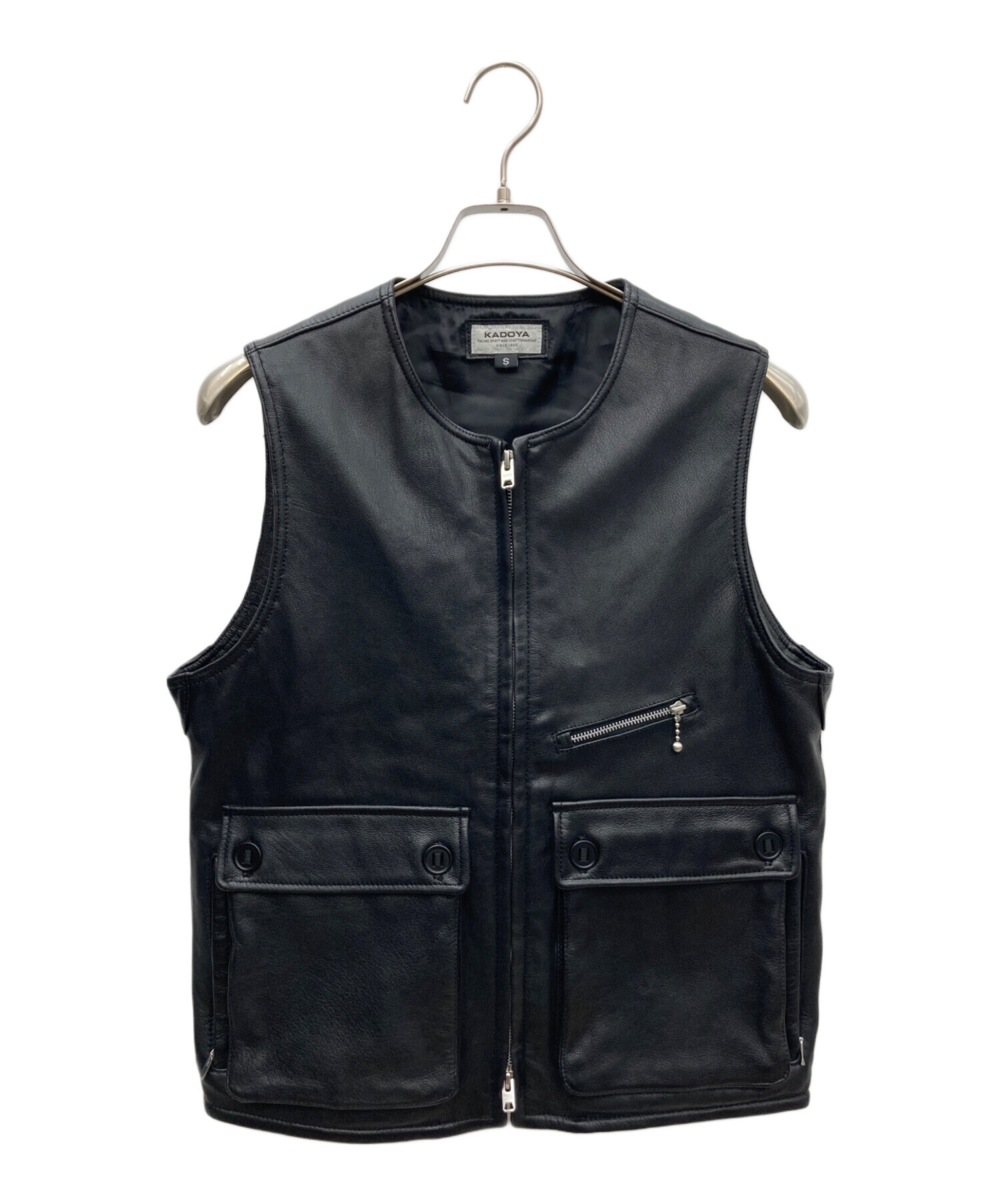 中古・古着通販】KADOYA (カドヤ) レザーベスト ブラック サイズ:S