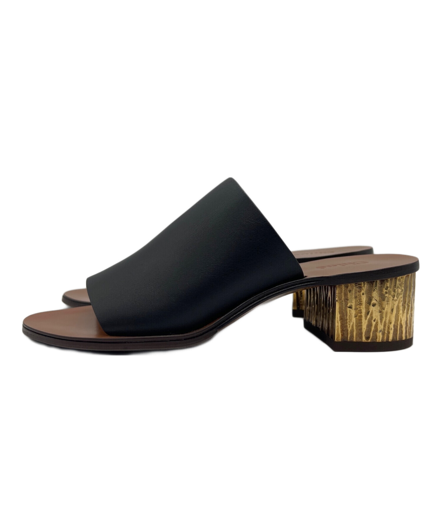 中古・古着通販】Chloe (クロエ) ミュールサンダル ブラック×ブラウン