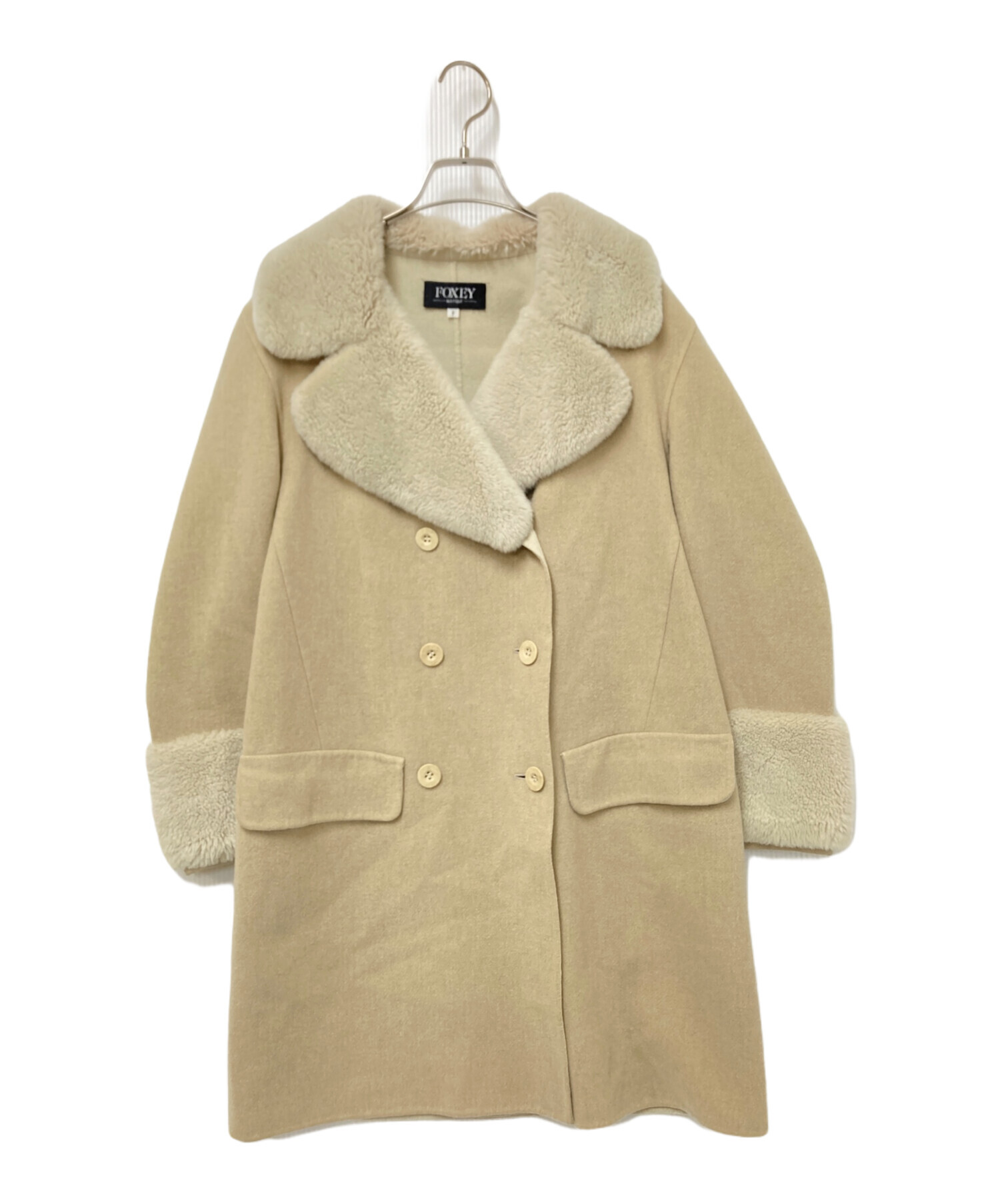 中古・古着通販】FOXEY (フォクシー) カシミヤ混ウールコート ベージュ