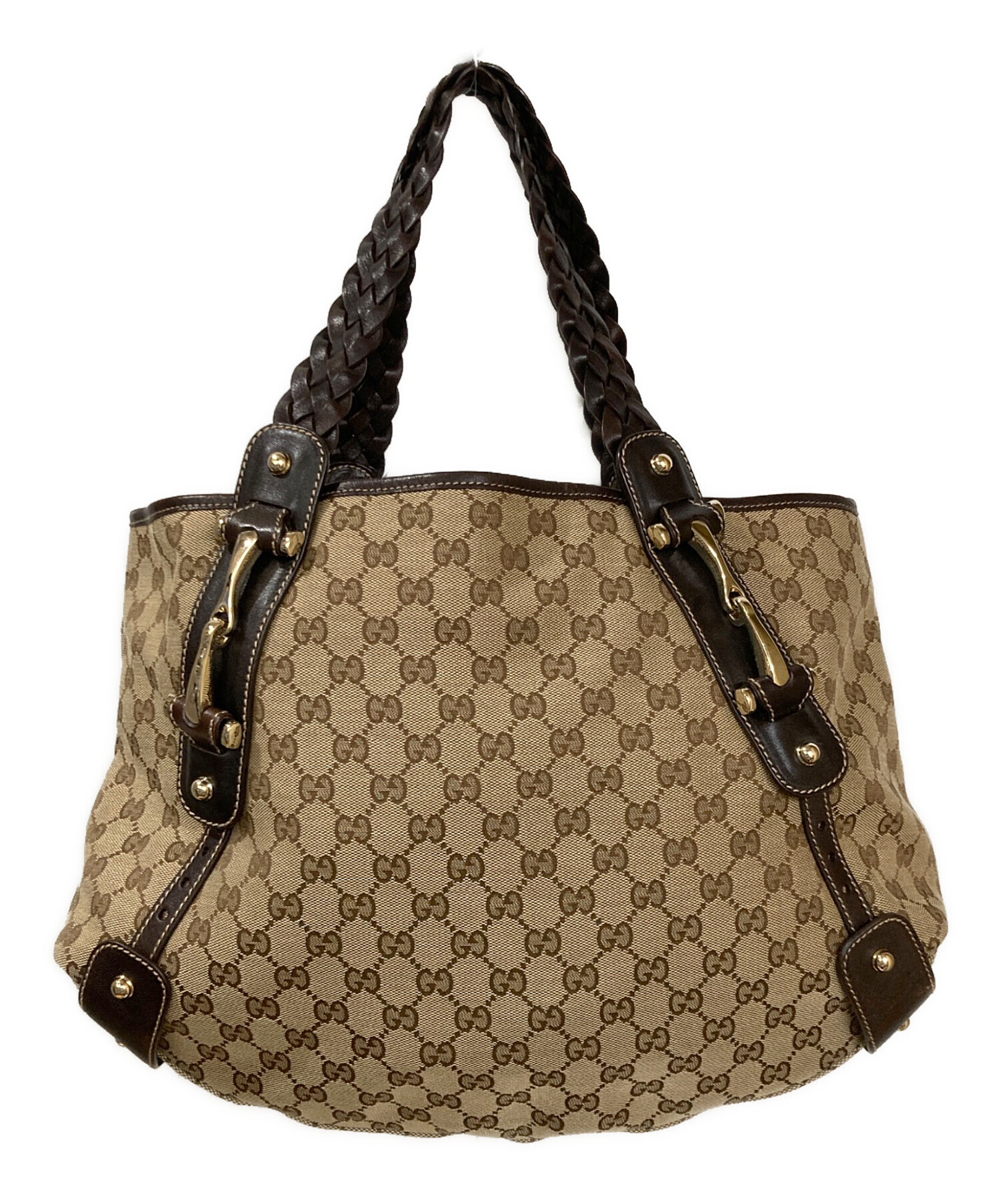 ヴィンテージ グッチ ラズベリー モノグラム キャンバス ホースビット