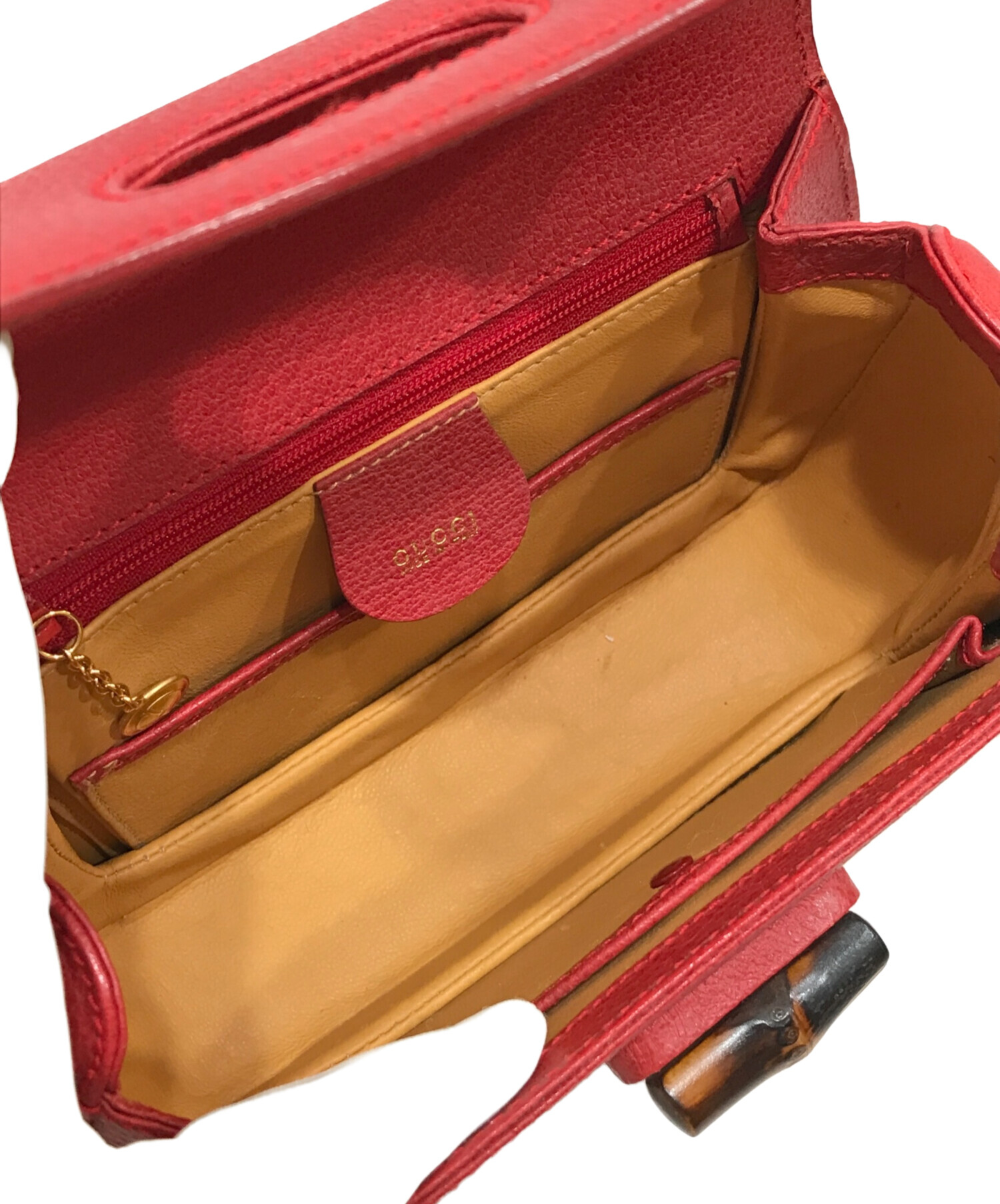 中古・古着通販】GUCCI (グッチ) バンブーハンドバッグ レッド