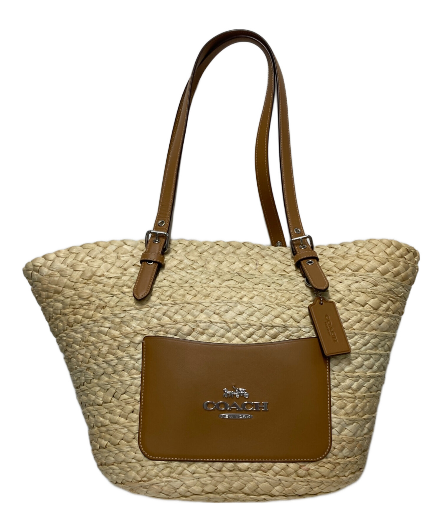 中古・古着通販】COACH (コーチ) ラージトート カゴバッグ ベージュ