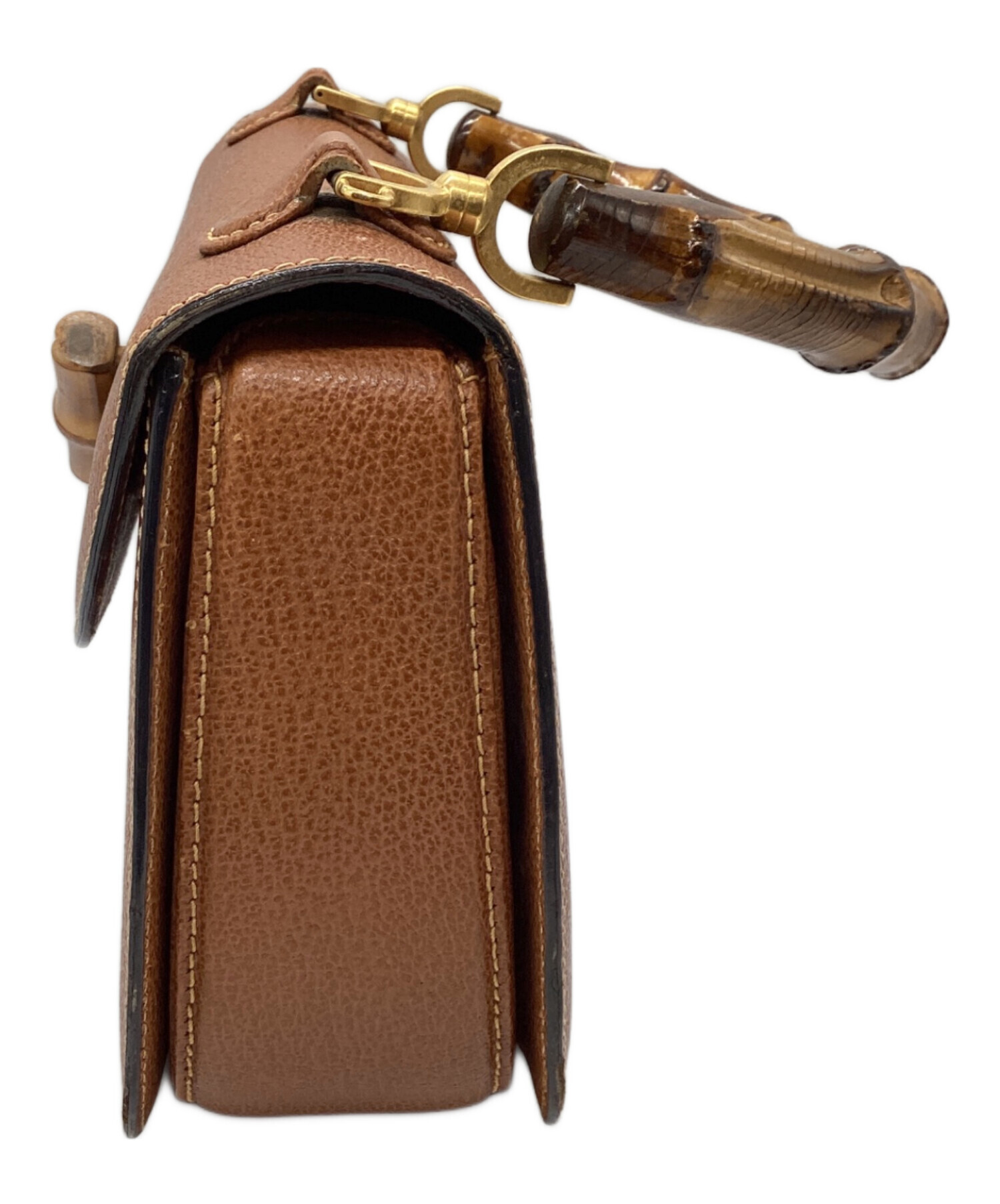 中古・古着通販】GUCCI (グッチ) バンブーターンロックバッグ ブラウン