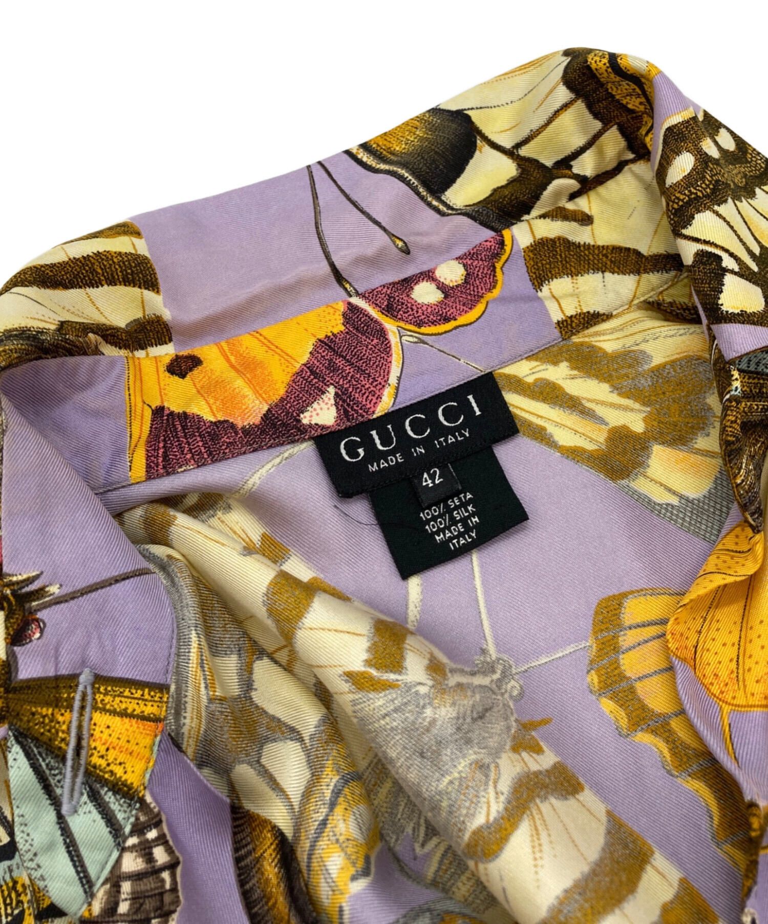 中古・古着通販】GUCCI (グッチ) バタフライシルクシャツ パープル