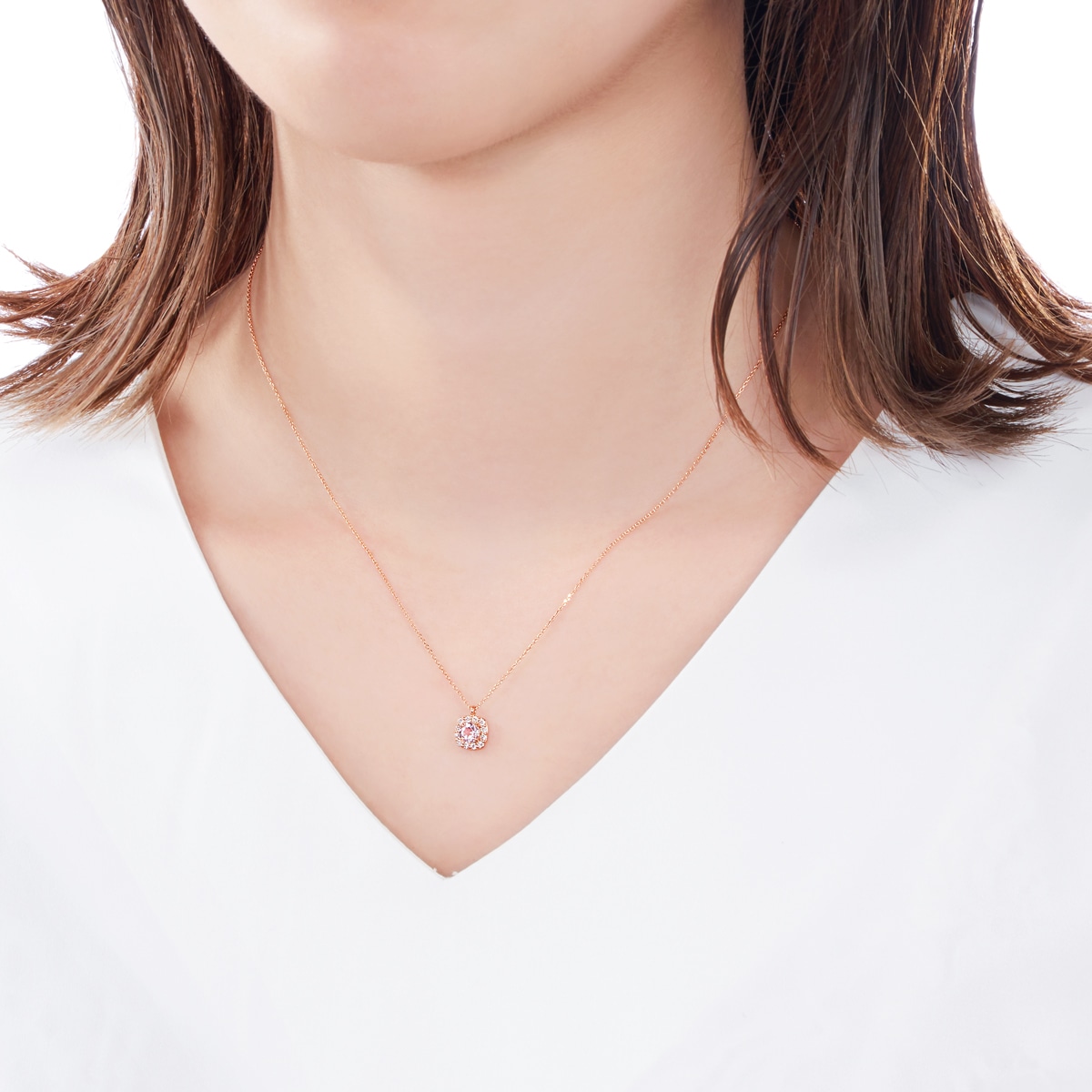 K18ピンクゴールドモルガナイトネックレス(RPN001-003)|TSUTSUMI