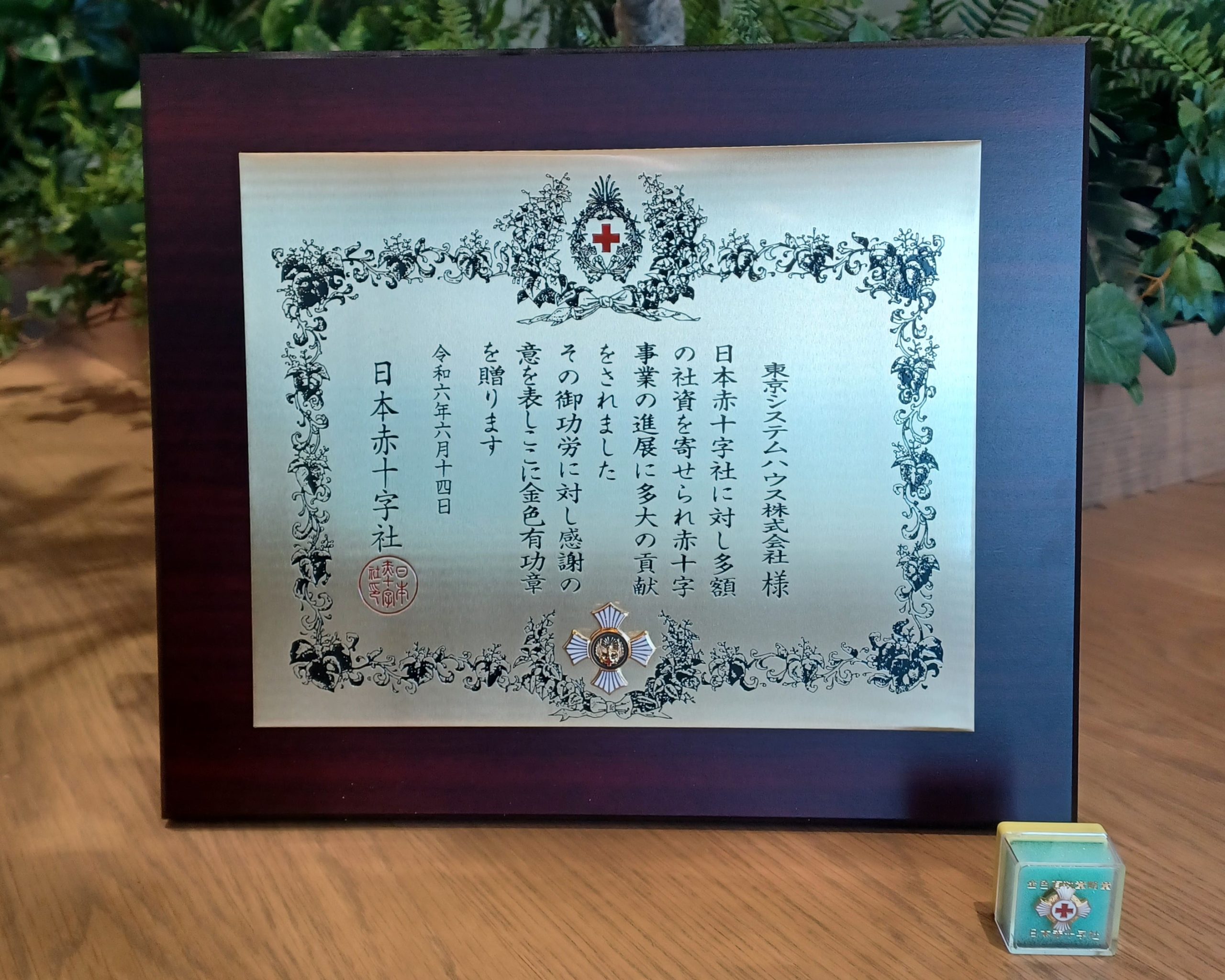 日本赤十字社「金色有功章」を受章 | 東京システムハウス株式会社