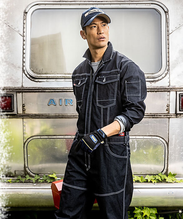 公式]D-706 Dickies（ディッキーズ）ストレッチデニム長袖ツナギ服