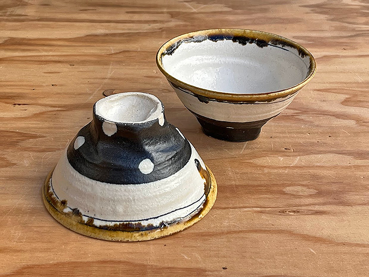 山本一仁・白化粧黒巻ドット茶碗／ご飯茶碗/汁椀｜和食器・種類／和