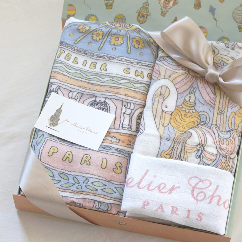 おくるみ2枚セット 専用ギフト箱入り 出産祝いにおすすめ 正規輸入品