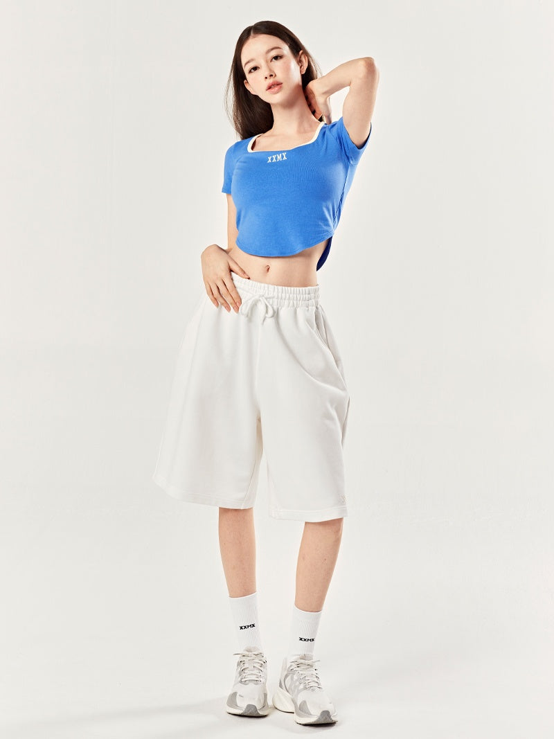 XTFST07J2 スクエアネック ラウンドヘム クロップド丈 半袖