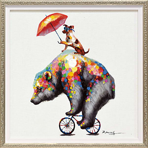 オイルペイントアート「ドッグ アンド ベア(Sサイズ)」 | ユーパワー