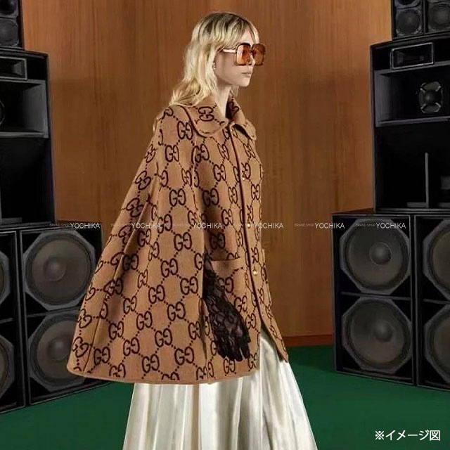 GUCCI グッチ ポンチョ リバーシブル ロゴ フード付 ケープコート