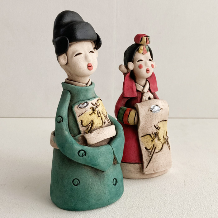 幸福の韓国婚礼土器人形 木・わら細工・民芸品 夢市場本店【韓国