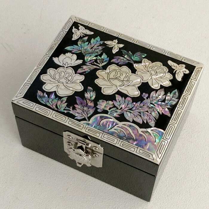 螺鈿の高級ジュエリーボックス小・韓国高級螺鈿宝石箱-牡丹 名刺入