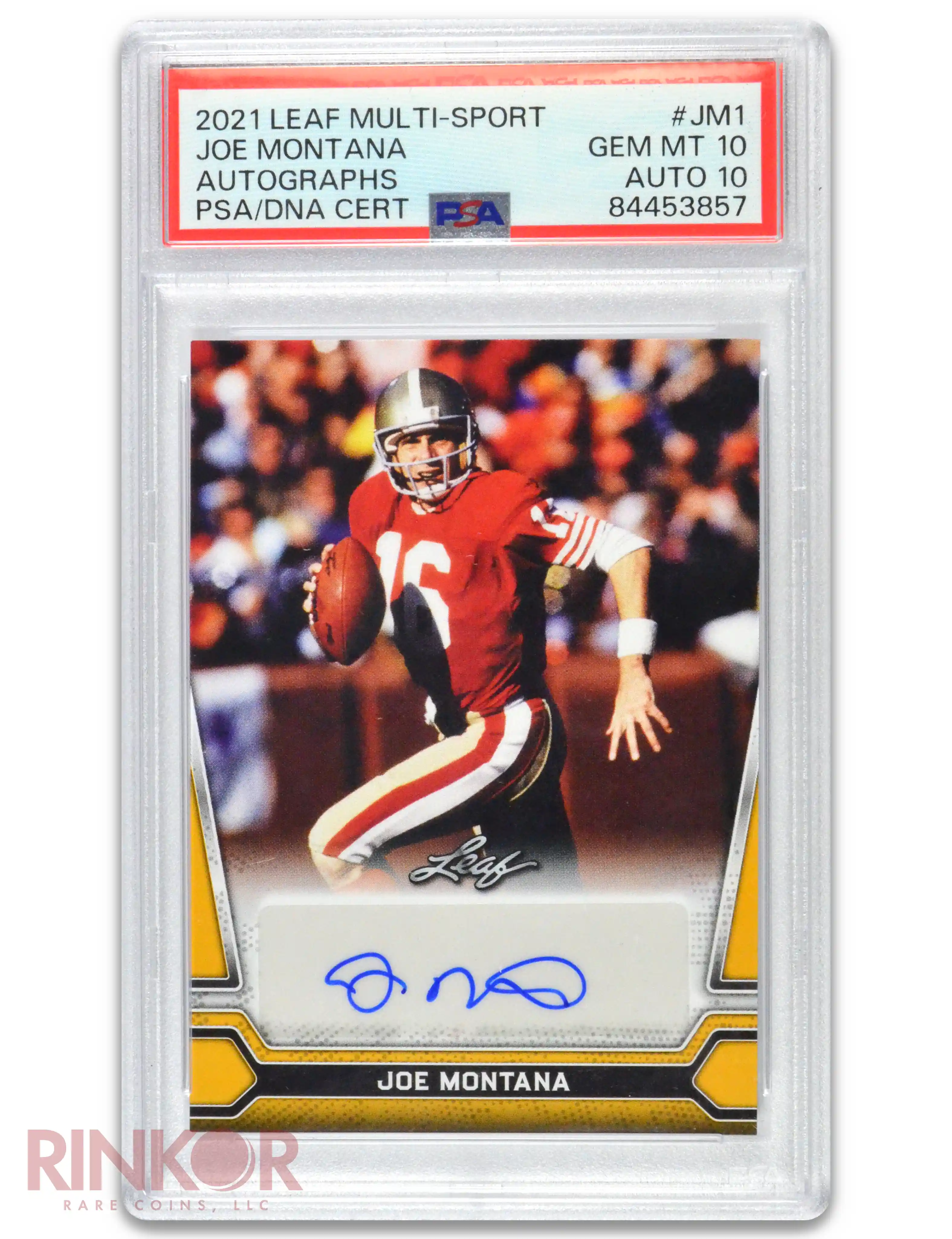 2021 Leaf Multi-sport Joe Montana Auto Psa/dna - Rinkor Rare Coins