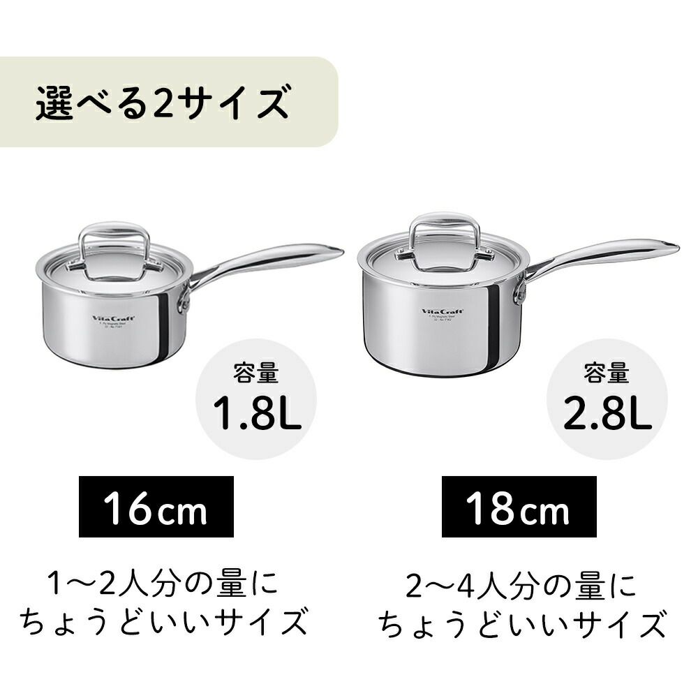 ビタクラフト(Vita Caft) Nシリーズ片手鍋16cm | ヤマソロ公式
