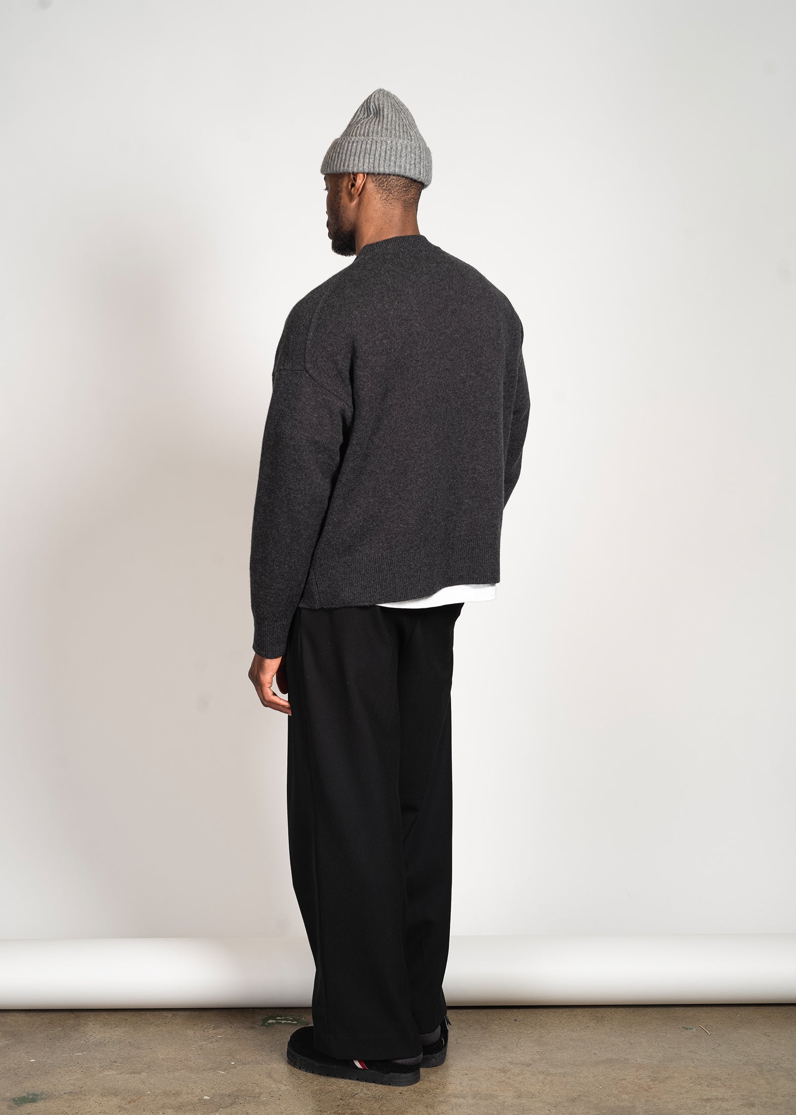 Cashmere Blend Oversized Sweater in Black Melange – Yacaia Y-0008