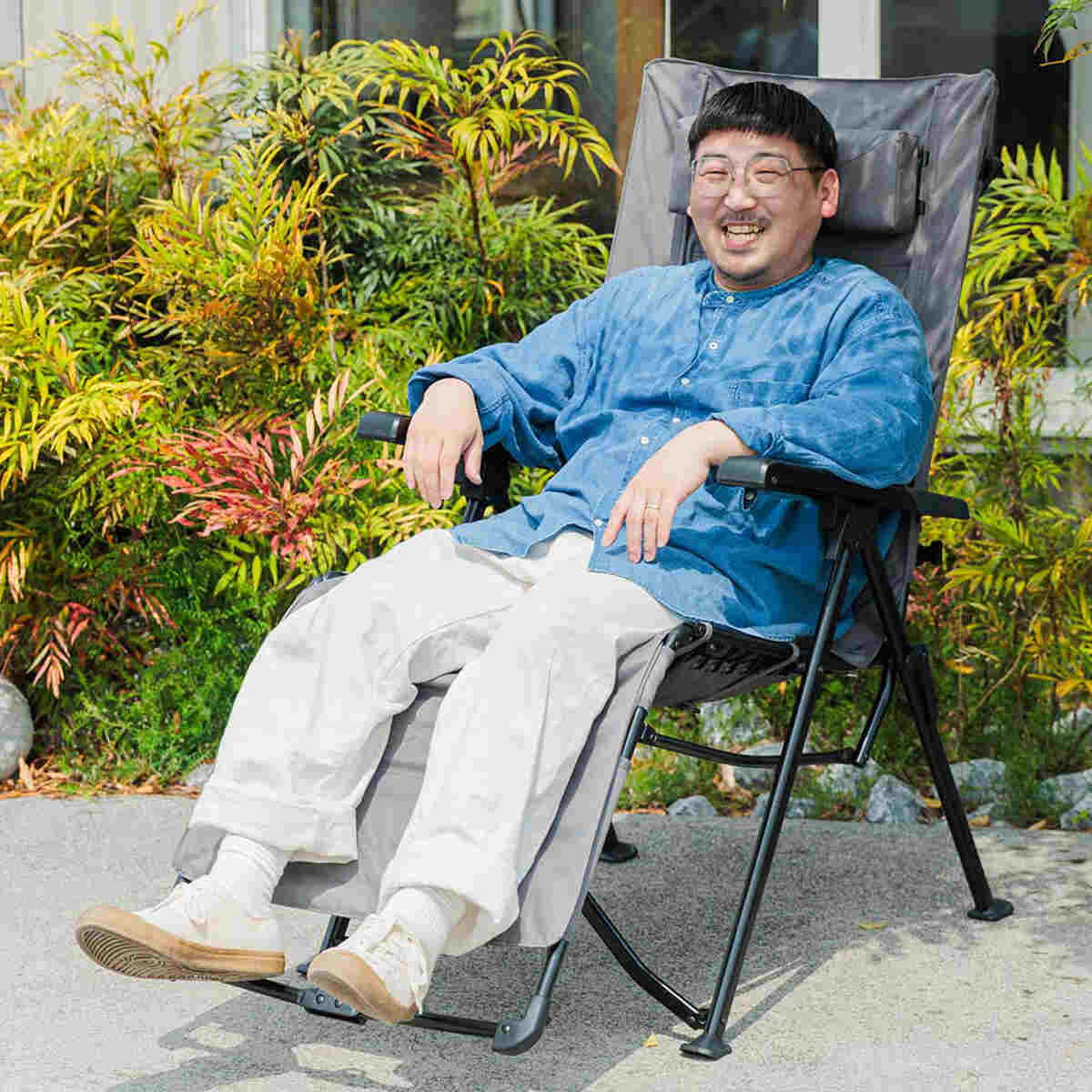 クイックキャンプ リクライニングチェア ハイバック 無段階調整 折りたたみ