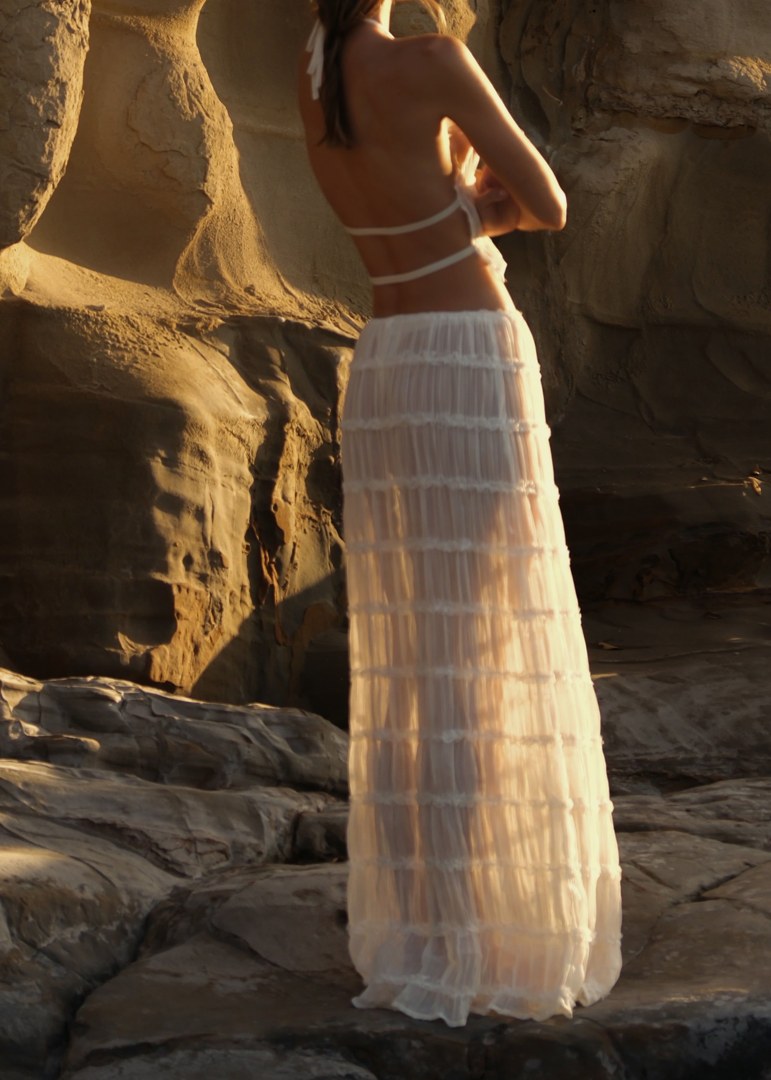 Sahara Set | Shirred Blackless Top and Maxi Skirt Set – Yojani