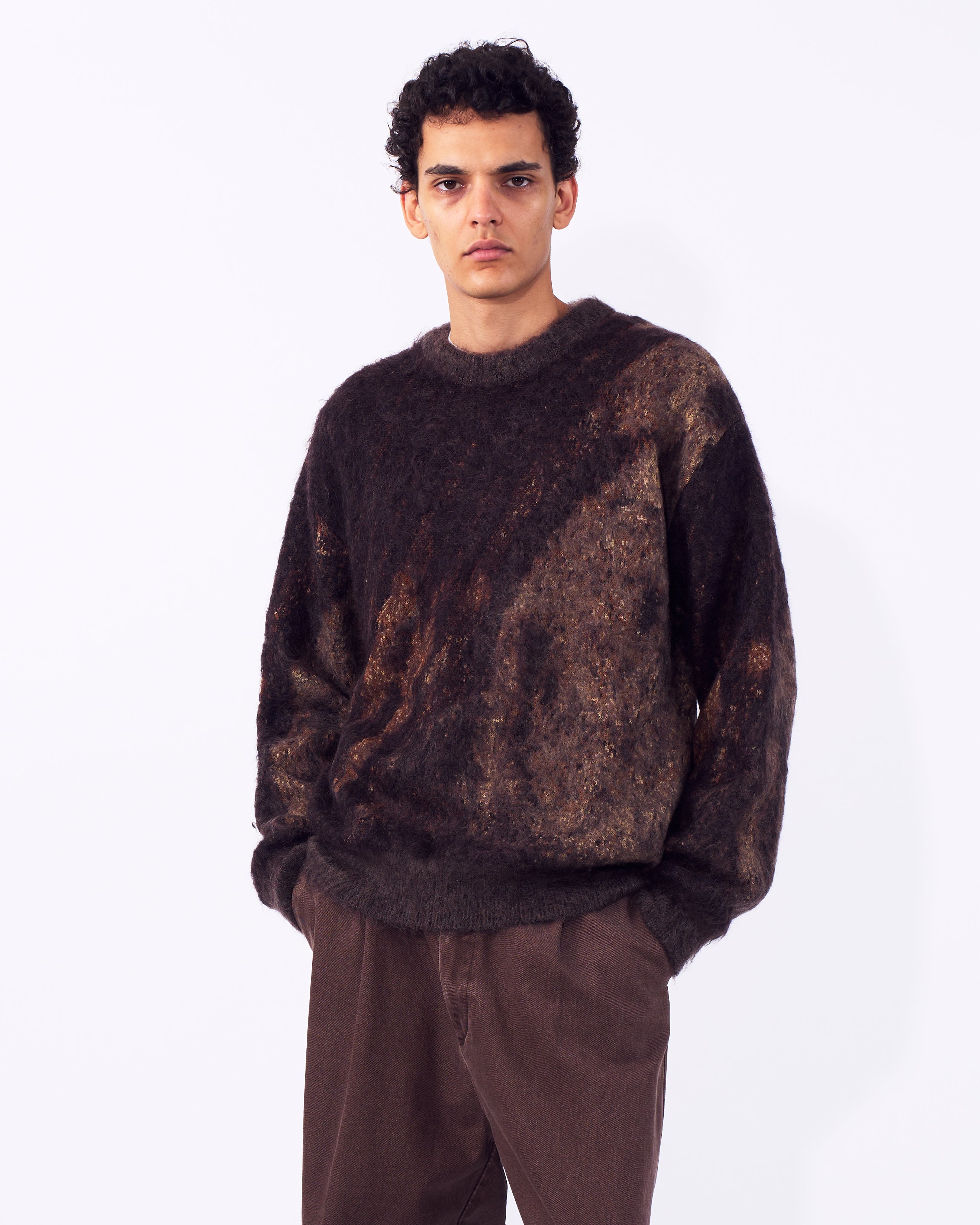 Abstract Jaquard Mohair Cardigan | YOKE Official Website