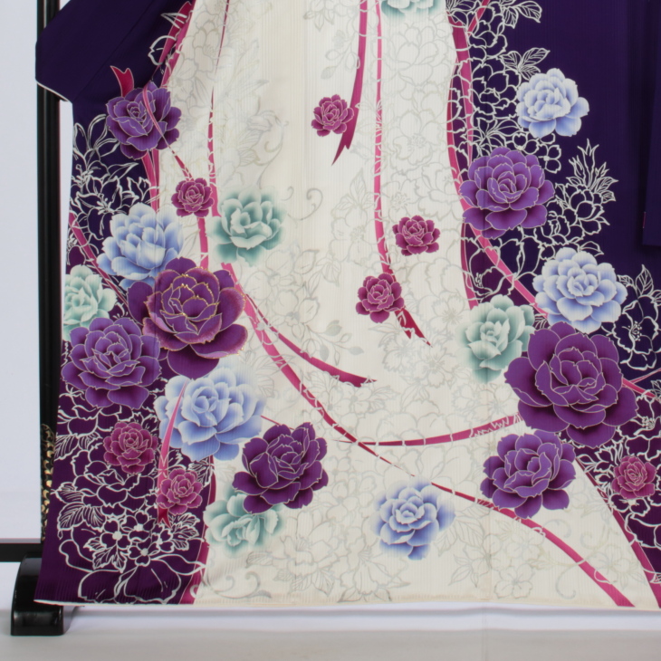 f1015020】【紫系】振袖 販売 フルセット Mサイズ 【中古】【状態:A