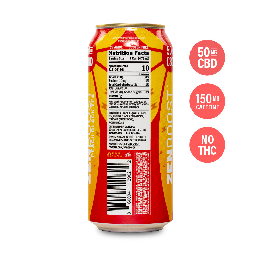 Caffeinated CBD Tea | Peach Boost - Zentopia