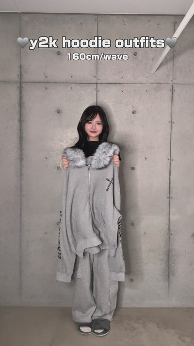 Ash fur waffle hoodie ZC30081