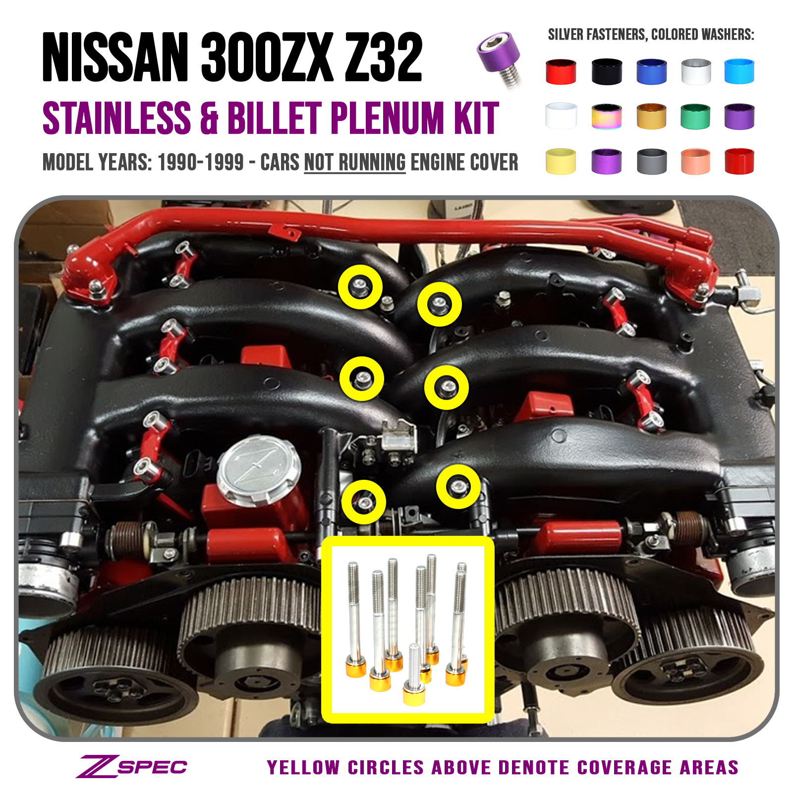 ZSPEC Upper-to-Lower Plenum Fasteners for 90-96 Nissan 300zx Z32 vg30