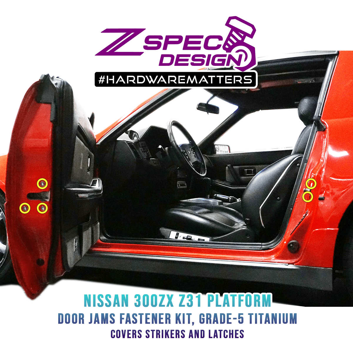 ZSPEC Fastener Kit, Door Jams Area for Nissan 300zx Z31, Titanium