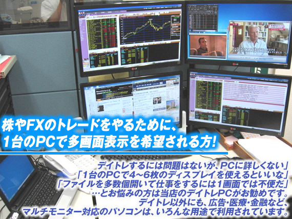 大画面24㌅6画面 トレーディングPCフルセット デイトレ 株式 FX T624