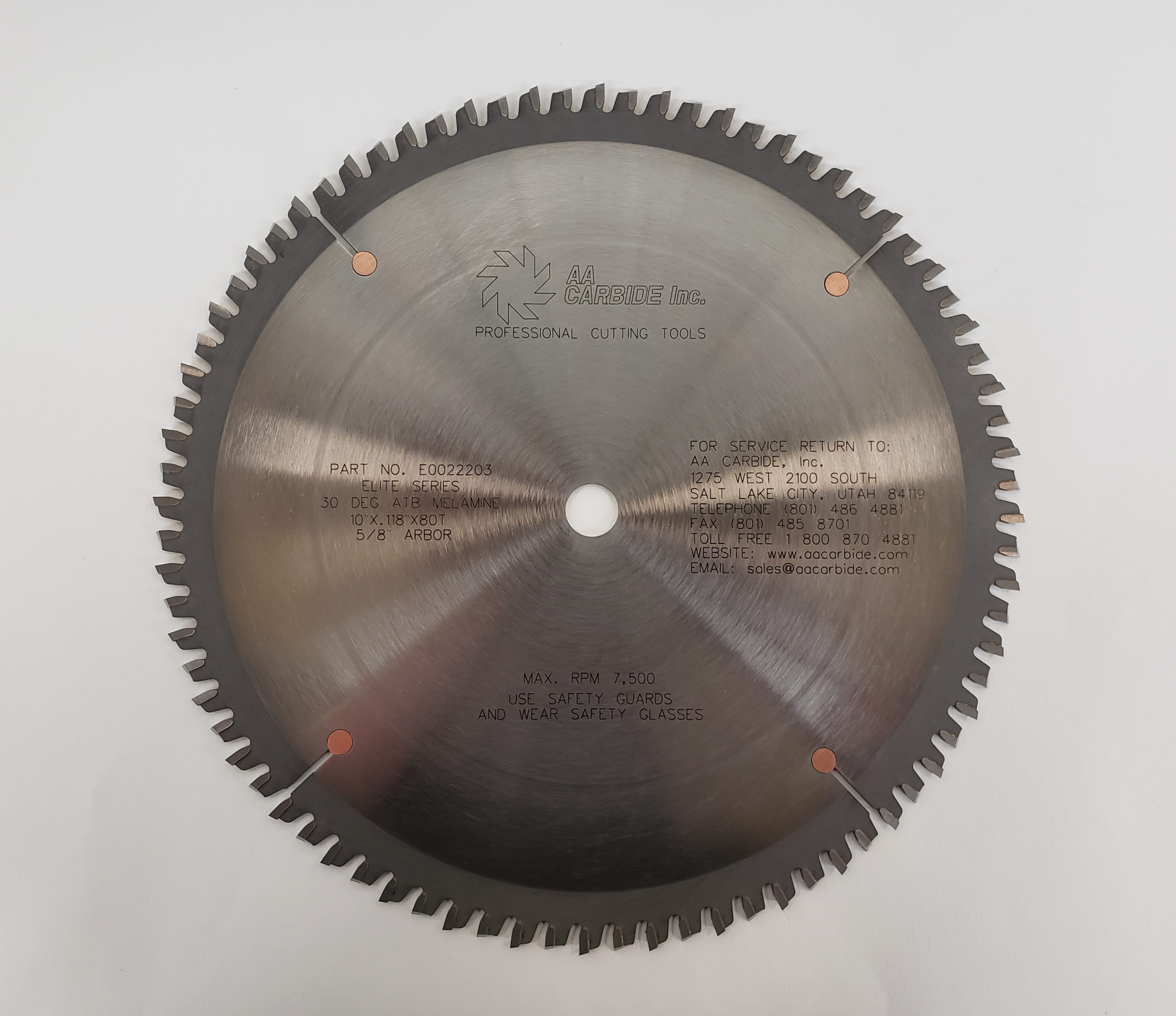 AA CARBIDE E0022203 Chip-free Melamine Trim Saw Blade (ATB) 10