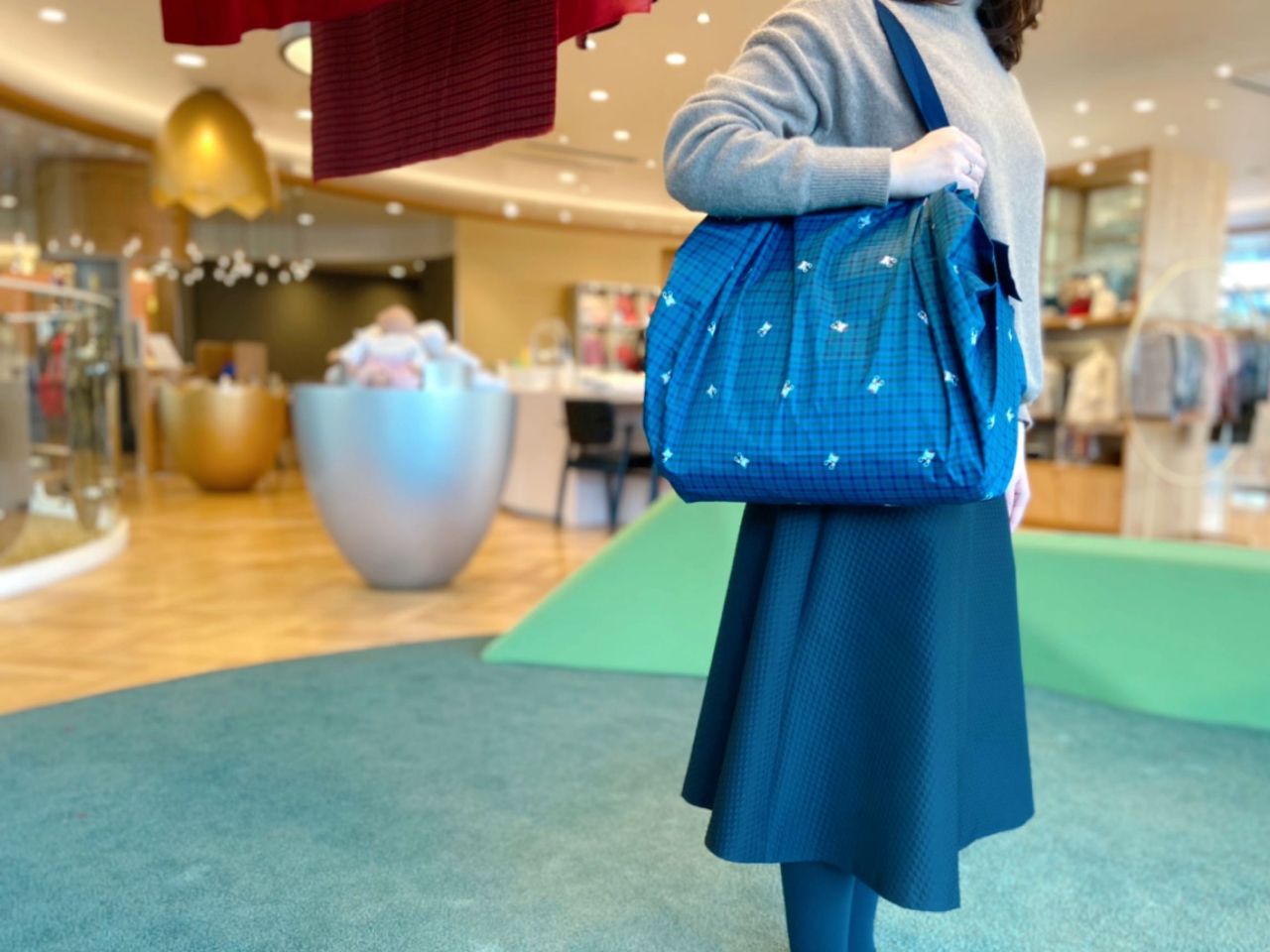 シュパット・エコバッグ」青系チェック柄販売中！｜ファミリア代官山店