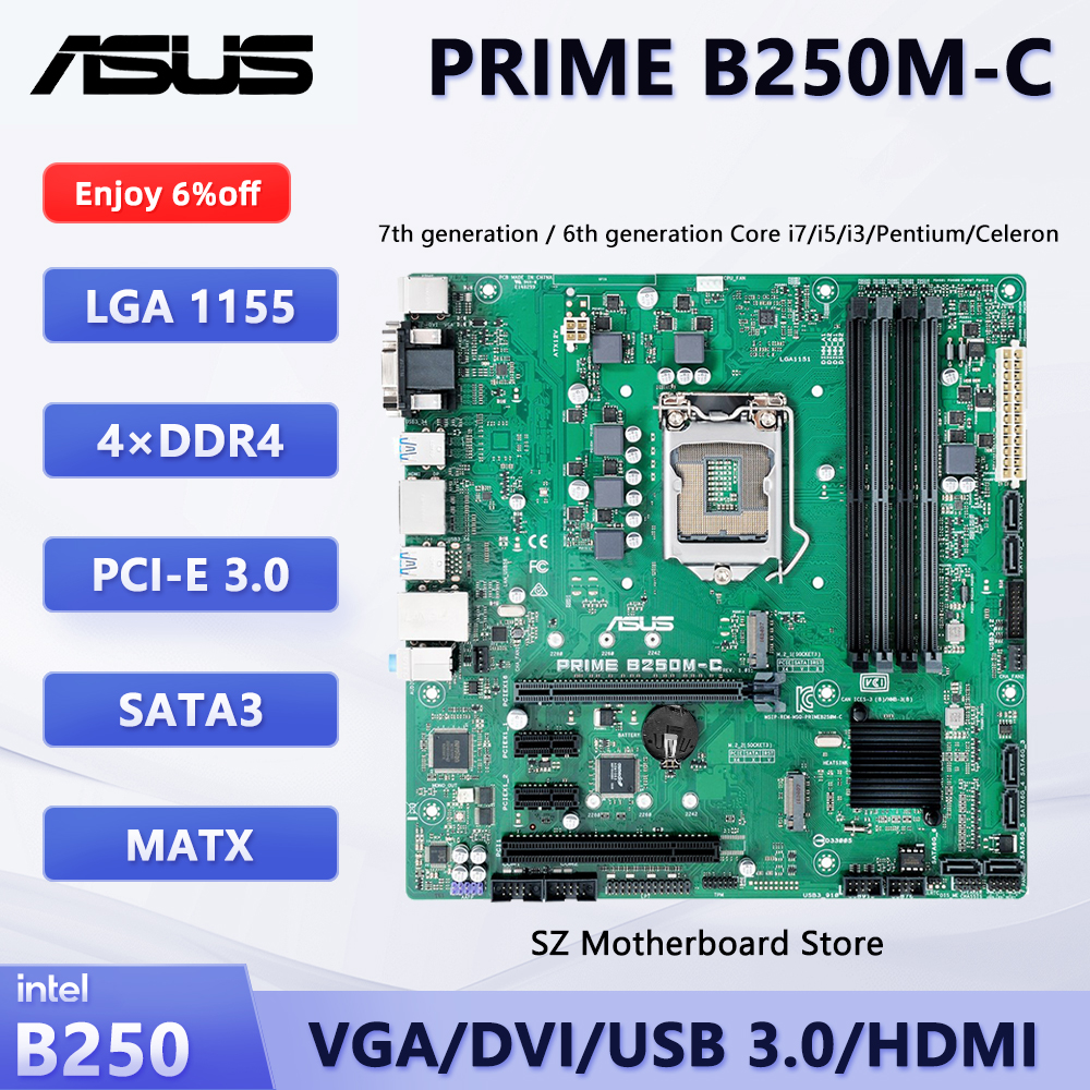 ASUS PRIME B250M-C LGA 1151 Motherboard B250 Support Intel Core I7