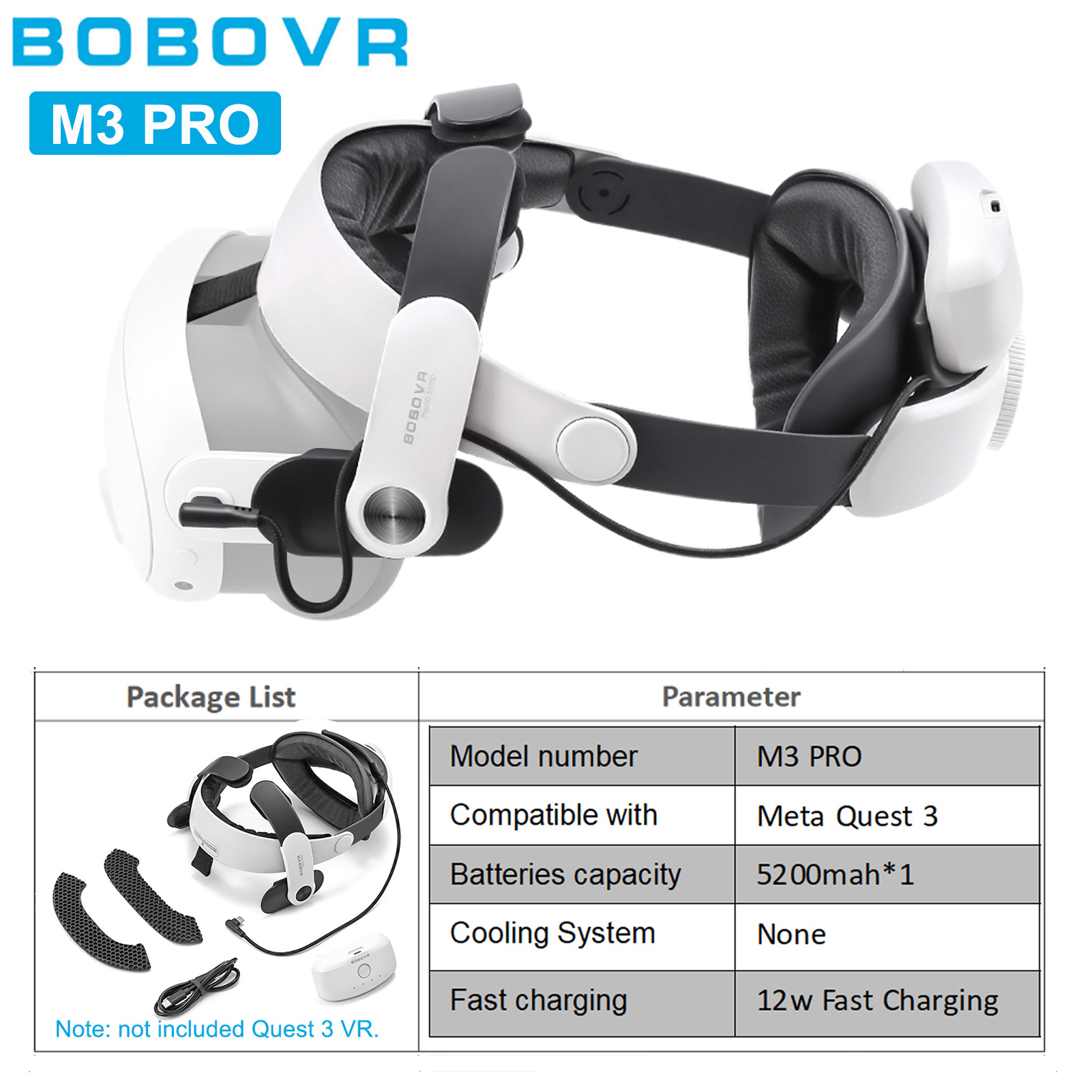 Bobovr-メタクエスト3svr s3 pro用ヘッドストラップ,スーパー