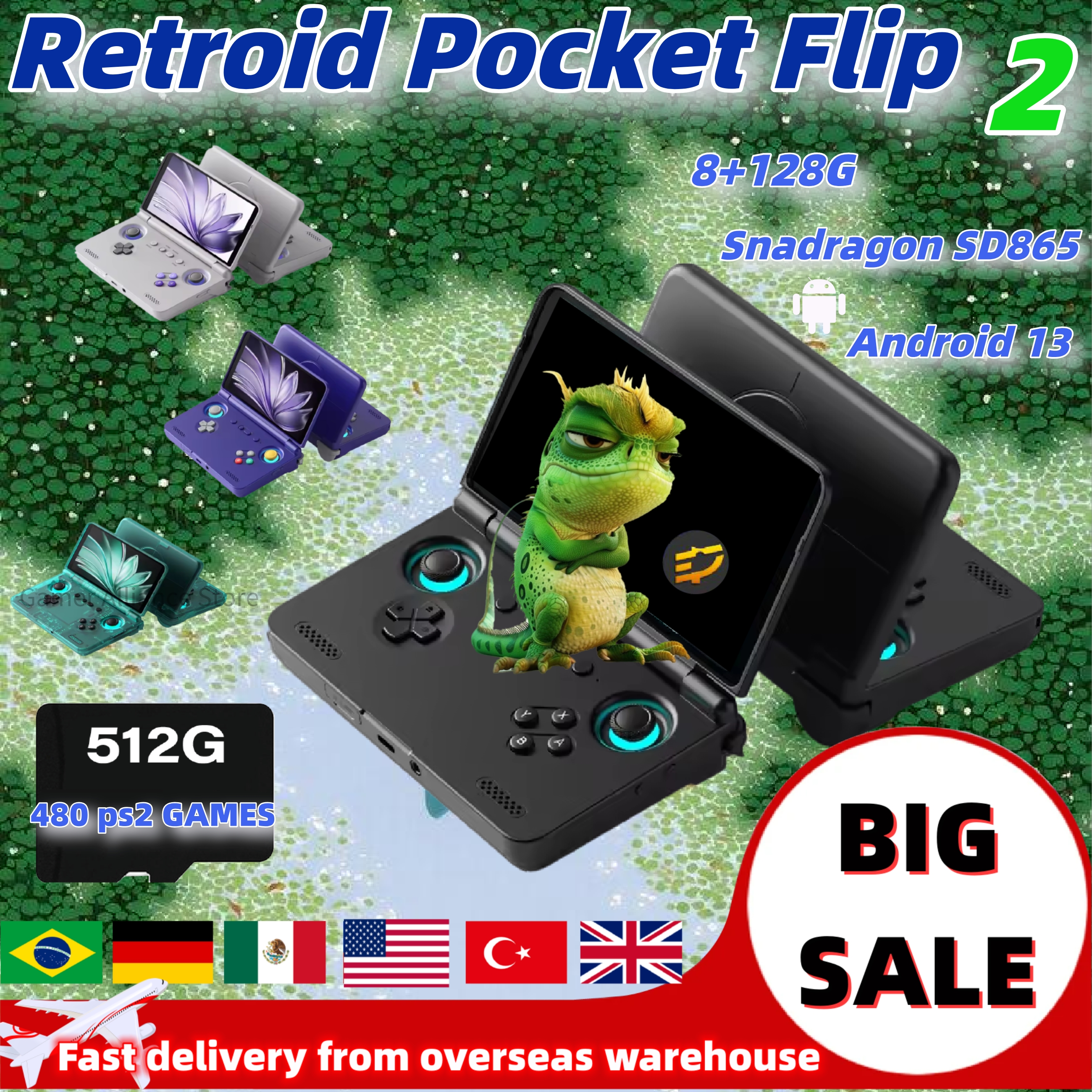 Retroid Pocket Flip 2 Retro Handheld Game Console Video Game