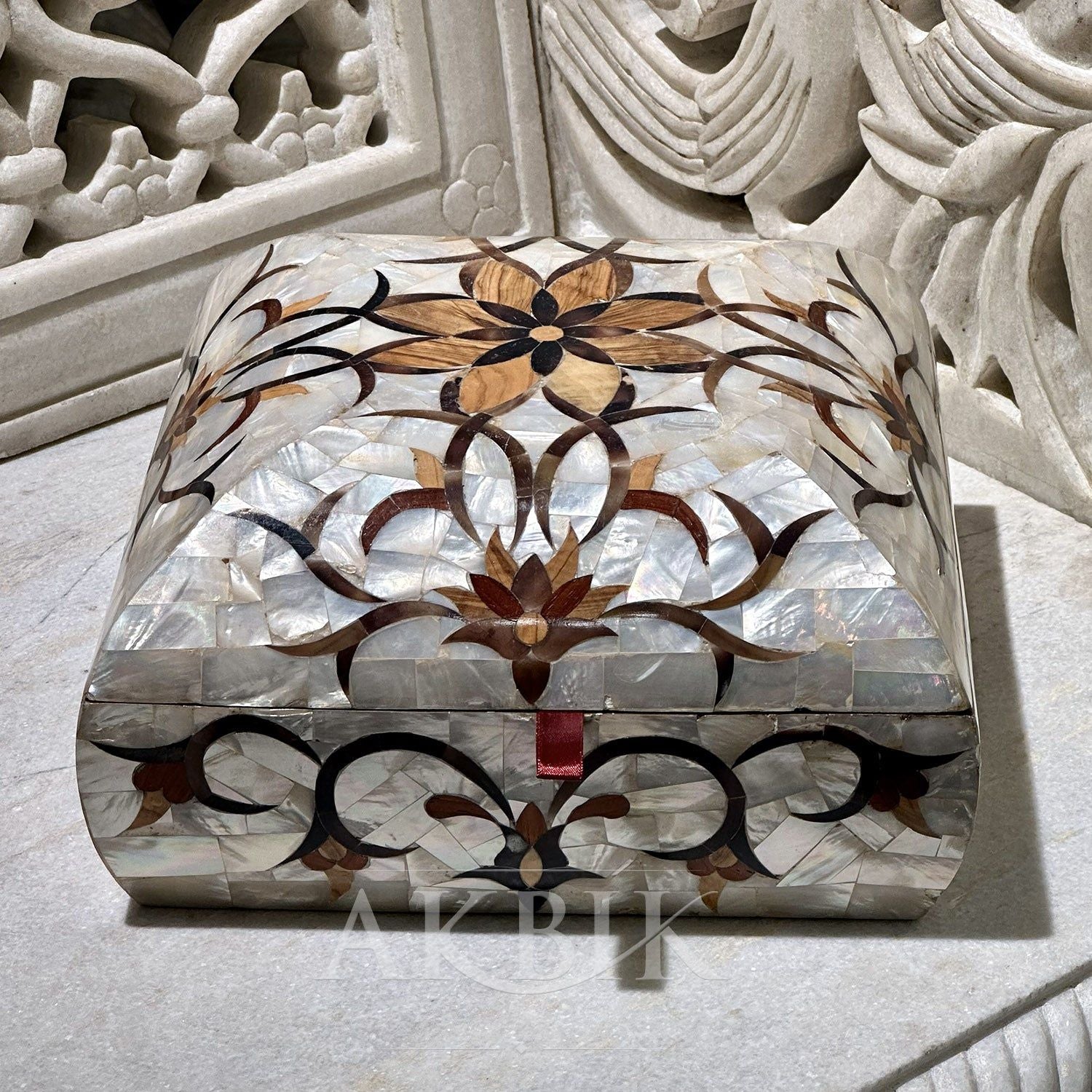 Mother of Pearl & Exotic Wood Candy, Jewelry Tabletop Box – Akbik