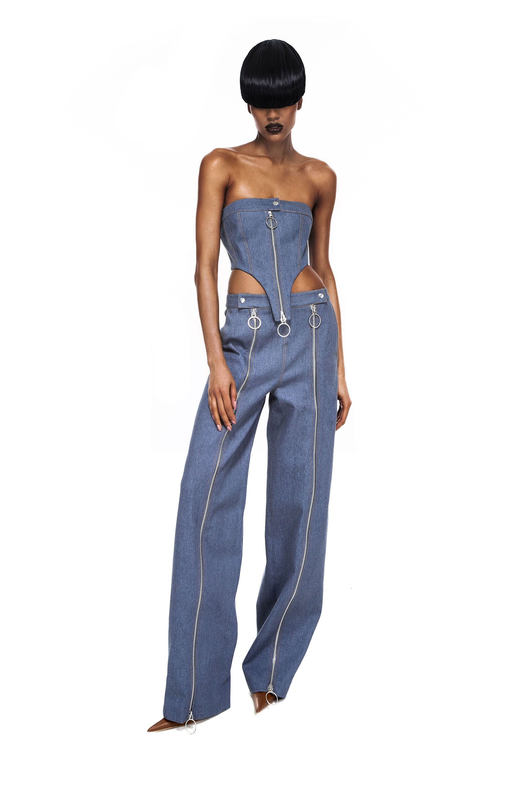 Zipper Denim pants - Aleksandre Akhalkatsishvili