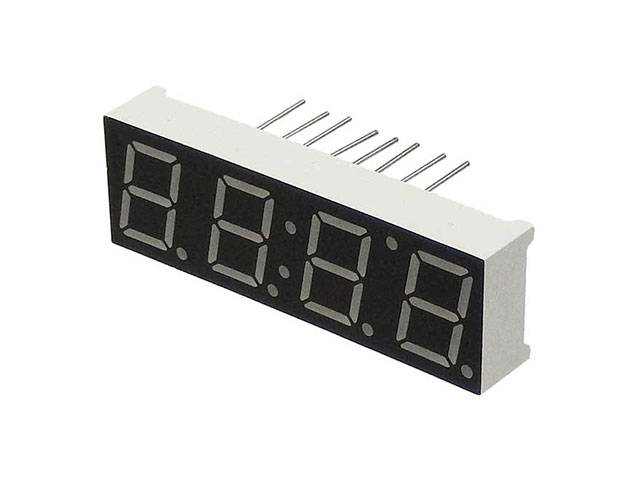 4桁赤色7セグメントLED表示器(コロン付) アノードコモン(アノード共通