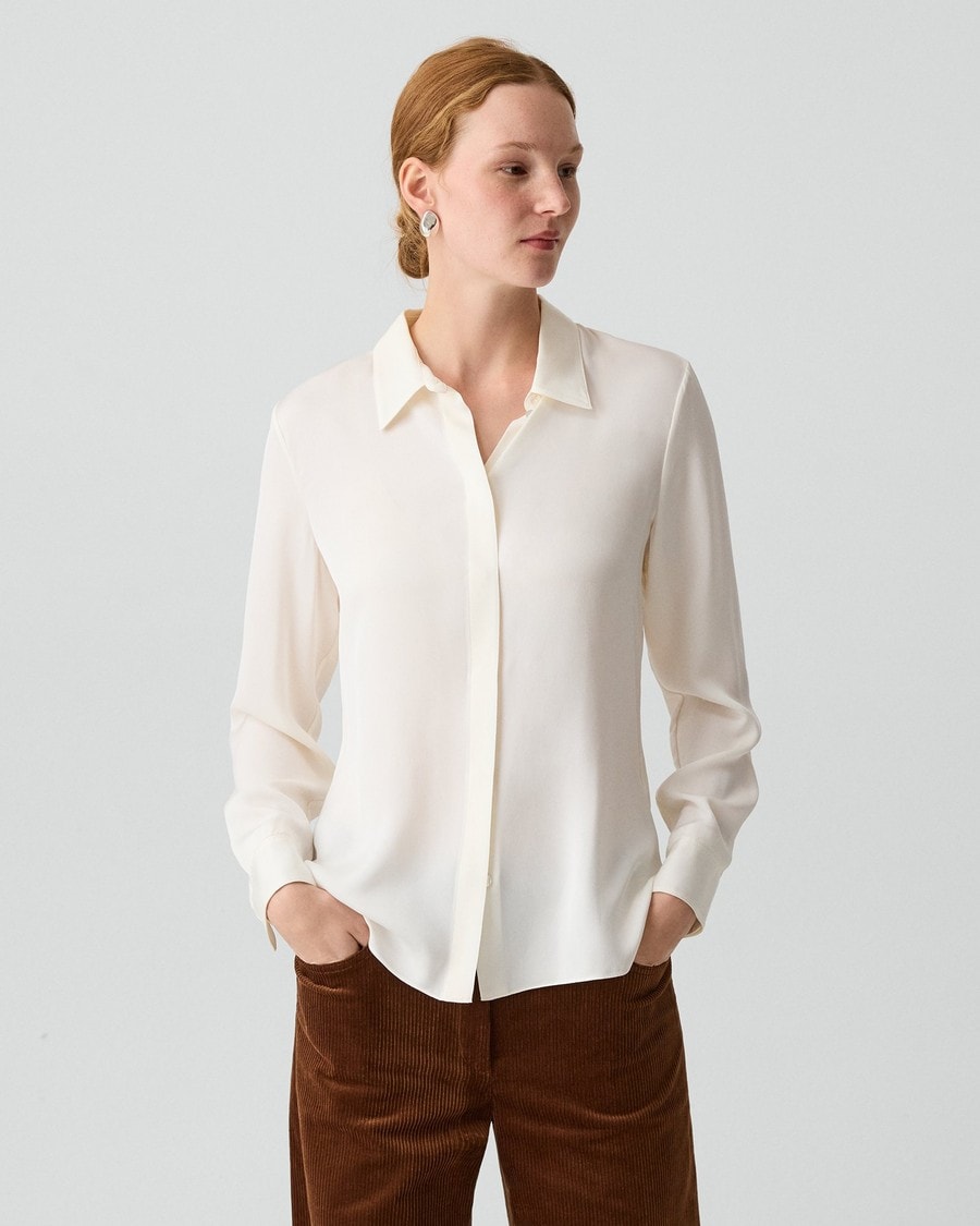 Silk Georgette Fitted Shirt | Theory